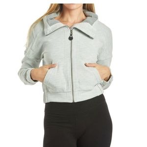 Women’s prana hooded zip up light gray medium